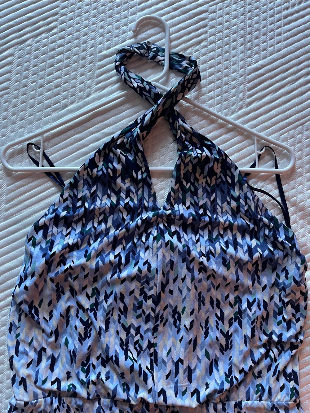 NWT - White House Black Market Blue Patterned One-Shoulder Dress